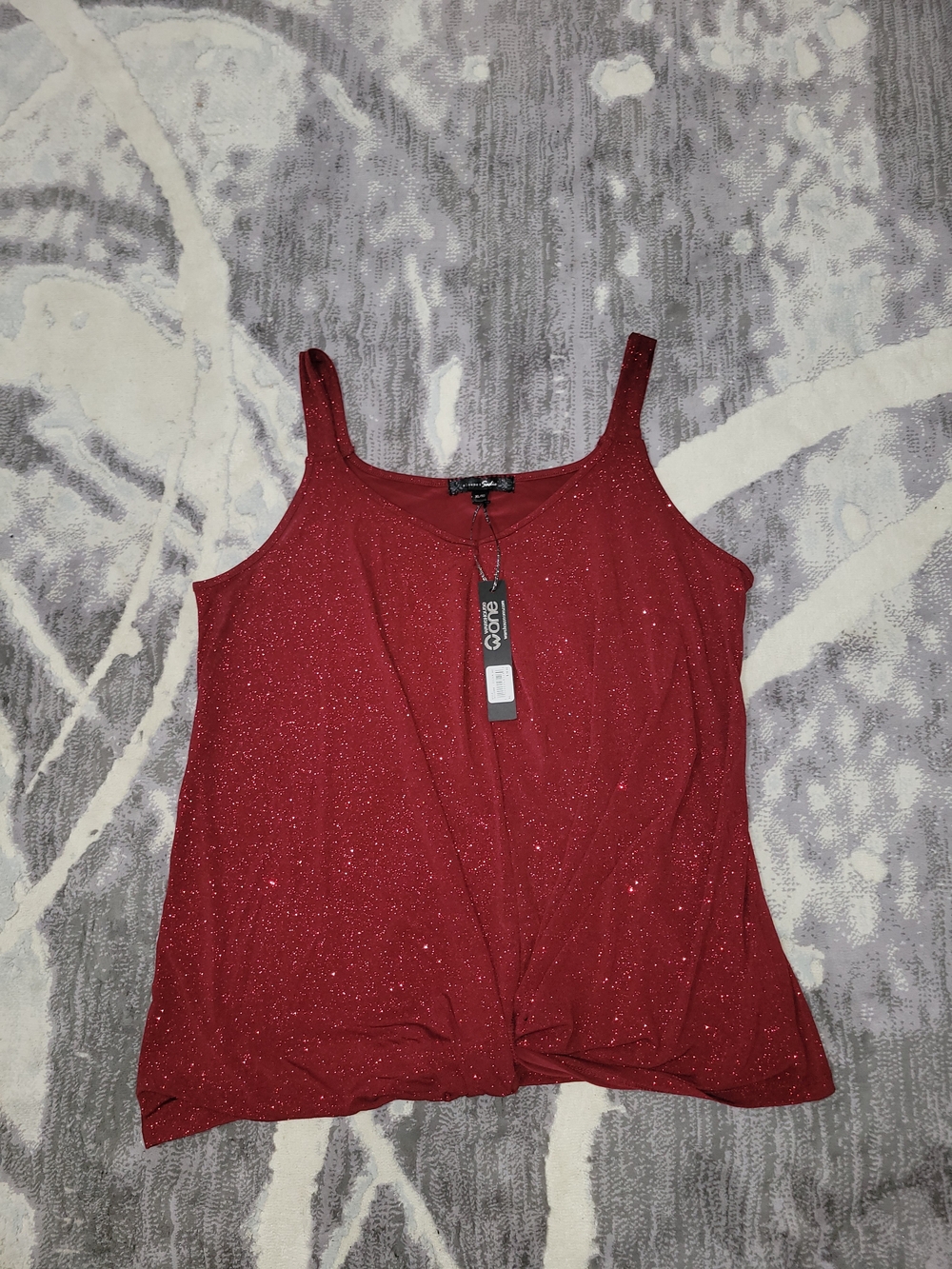 Warehouse Red Glitter Twist-Front Tank Top Size XL